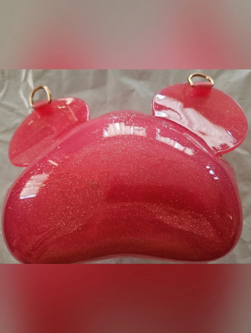 Pink Glitter Mickey-Ear Jelly Crossbody Bag